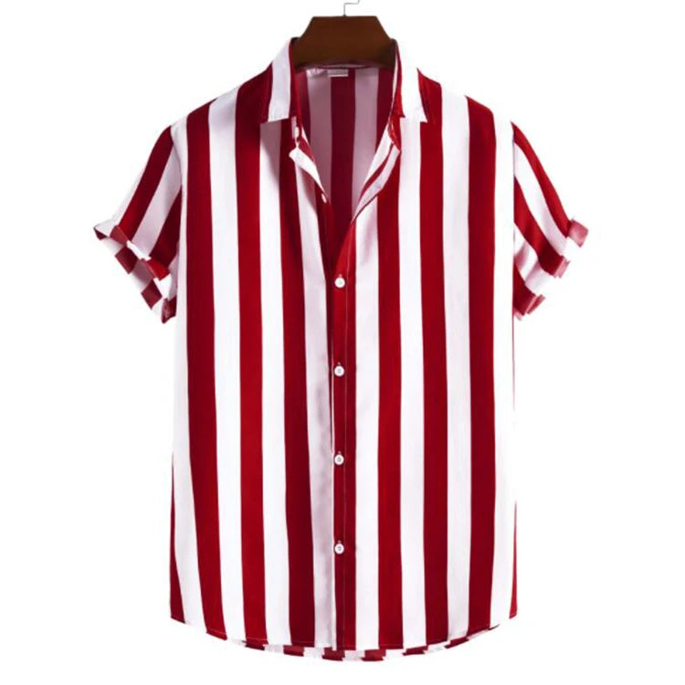 Men's Summer Fashion Linen Shirts New Short-Sleeve Casual Print Blouse Top with Turn-Down Collar Breathable and ODM Supplied