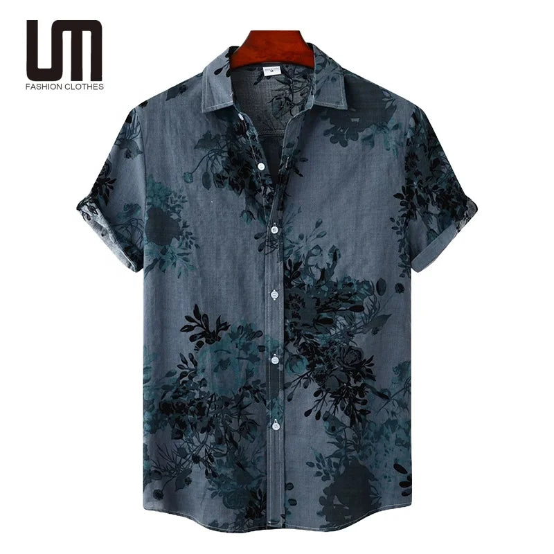 2025 Wholesale Men's Hawaiian Shirt - Summer Short Sleeve Casual (Trendy Floral Printed Shirt, Beach Shirt for Men)