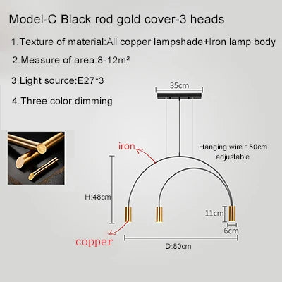 2021 New Restaurant Chandelier Light Luxury Nordic Dining Living Room Table Bar Minimalist Chandelier Simple Modern Light