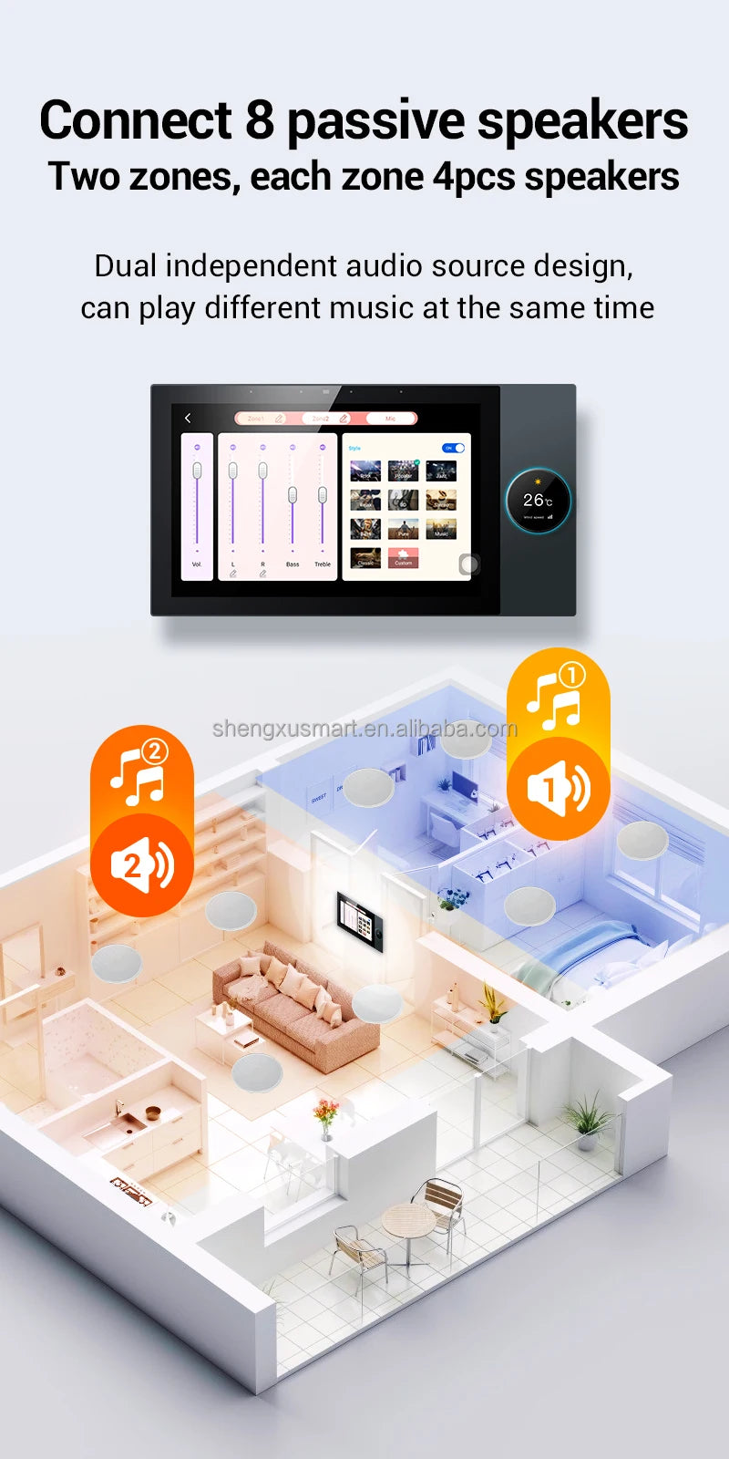 10 Inch TUYA Smart Whole House Background Music Host ZigBee Gateway  External Knob Factory Direct Sales