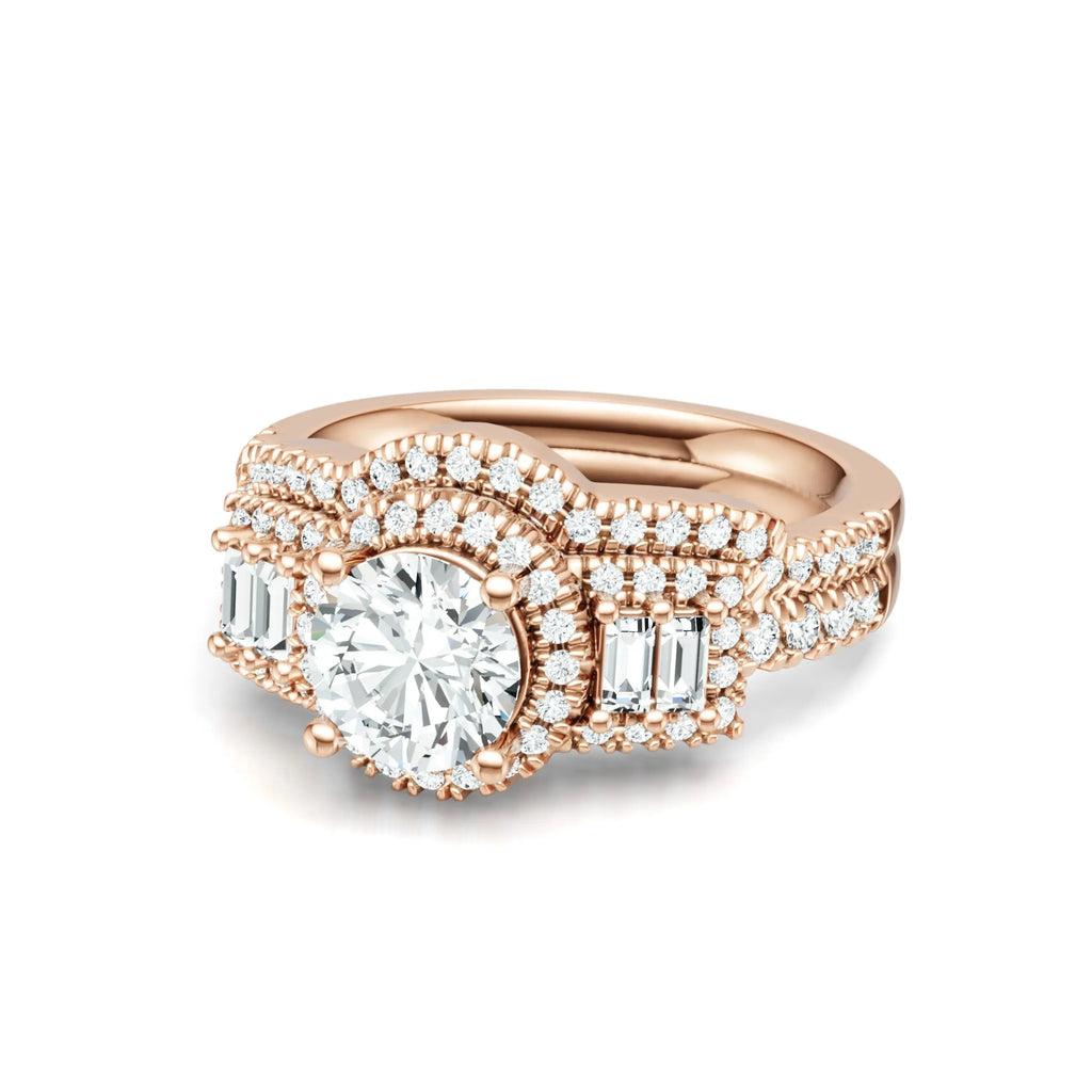 Hot Selling Ring Round Cut Moissanite Ring  Halo Ring 925 Sterling Silver Wide Band Pave Set Engagement Wedding Ring
