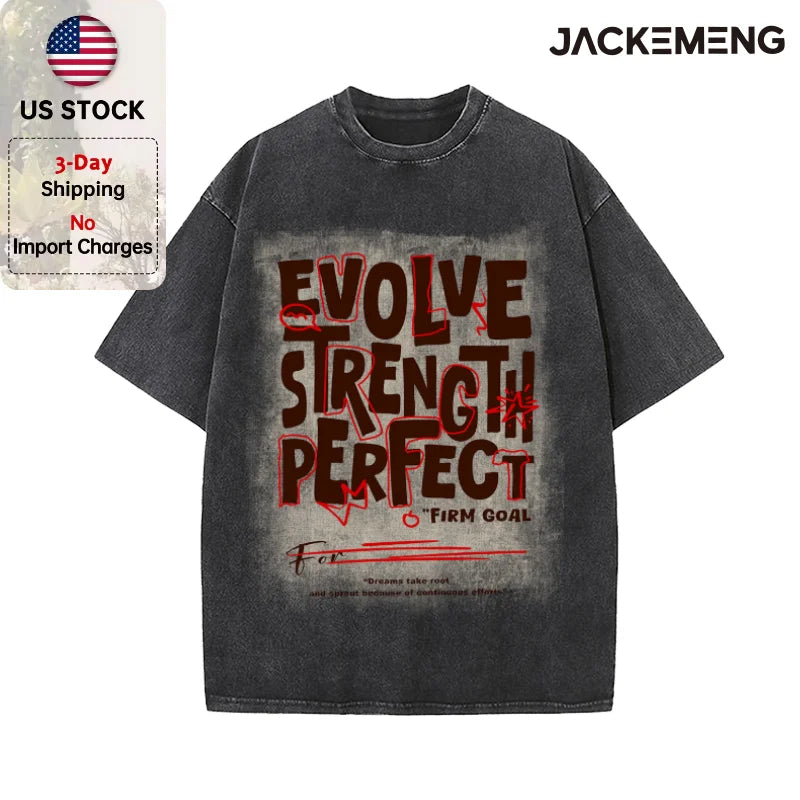 Oversized Washed Retro Inspirational Streetwear Print Tshirt USA Stock Wholesale Y2K Casual Tee