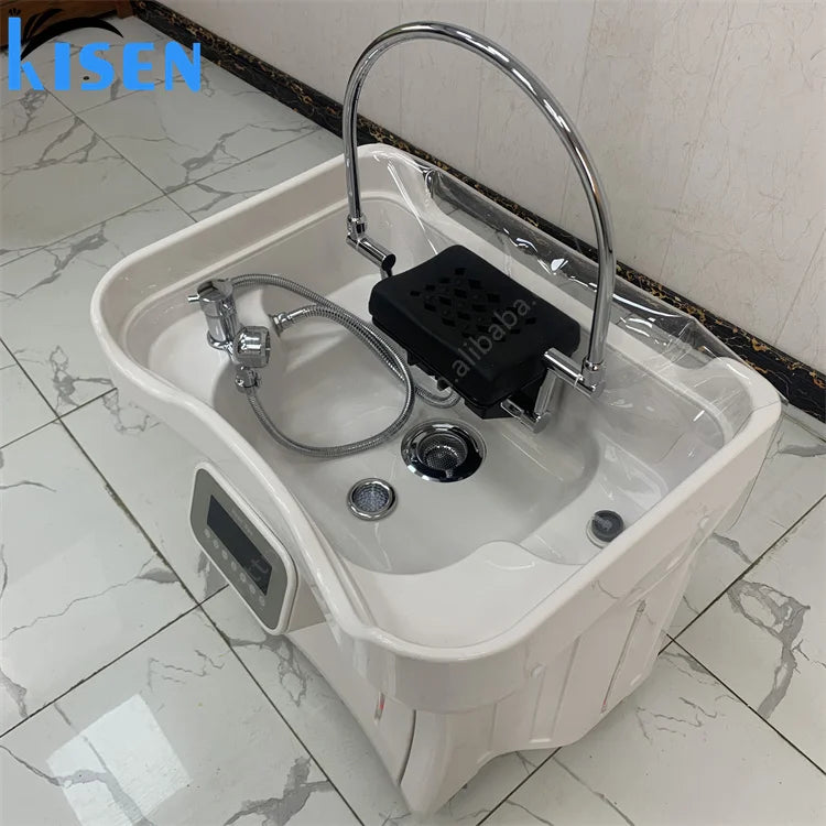 Kisen Portable Head Spa Sink Salon Hair Wash Bowl 2 tank Mobile Hair Wash Basin Portable New Shampoo Basin for Luxury Salon