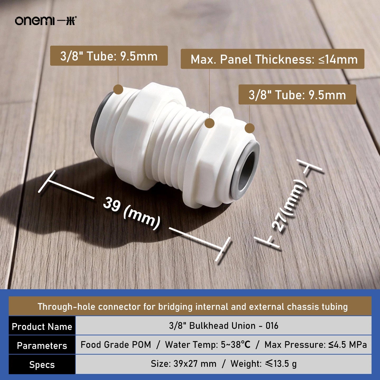OEM Manual Ball Valve Quick Connect Reducing Union Fitting 1/4 Inch to 3/8 Inch POM Step Down Adapter for Car RO Water Filter