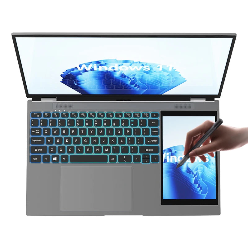 Wholesale Custom AZERTY Keyboard Dual Screen Laptop Touch Screen 15.6+7 Inch Computer Student I7 I9 13th N95 Business Laptop