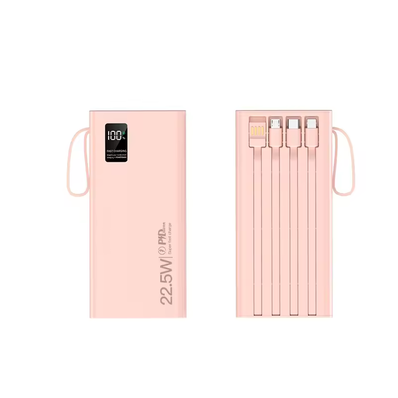 New Wholesale High Capacity 30000mAh Power Bank with 4 Cables Fast Charging 20W Rechargeable Emergency Lamp Outdoor Use