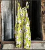 S-3XL Summer Women's New Sweet Small Fresh Print Retro Wide Leg Jumpsuit Printed Floral Cami Jumpsuit