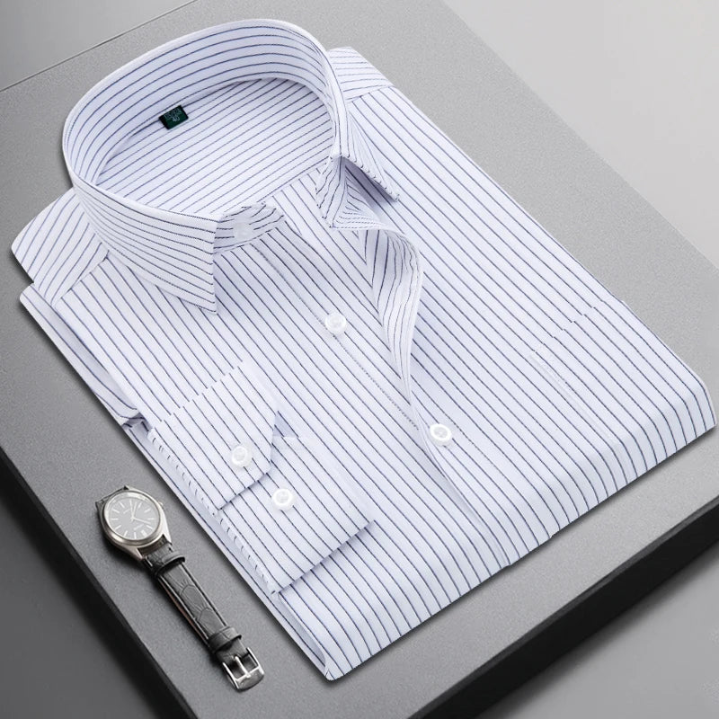 Brand New Men Shirt Male Dress Shirts Striped Men's Casual Long Sleeve Business Formal Plaid Shirt camisa social