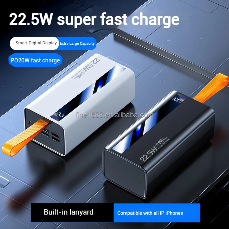 POrtable Big Capacity 50000mah PowerBank LED Digital Display 4USB Type-C Output USB C PD 22.5W Power Bank 50000mAh Fast Charging
