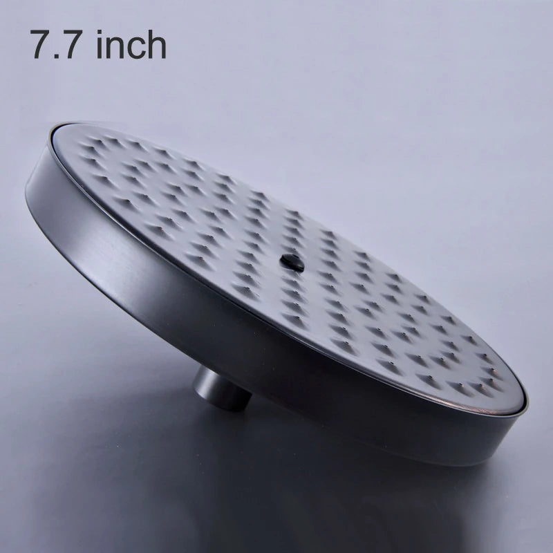 Rainfall Shower Head Round 8 -inch Rain Bathroom Shower Head Black Brass Handshower Head 1.5 M shower Hose Hand Shower Brasket