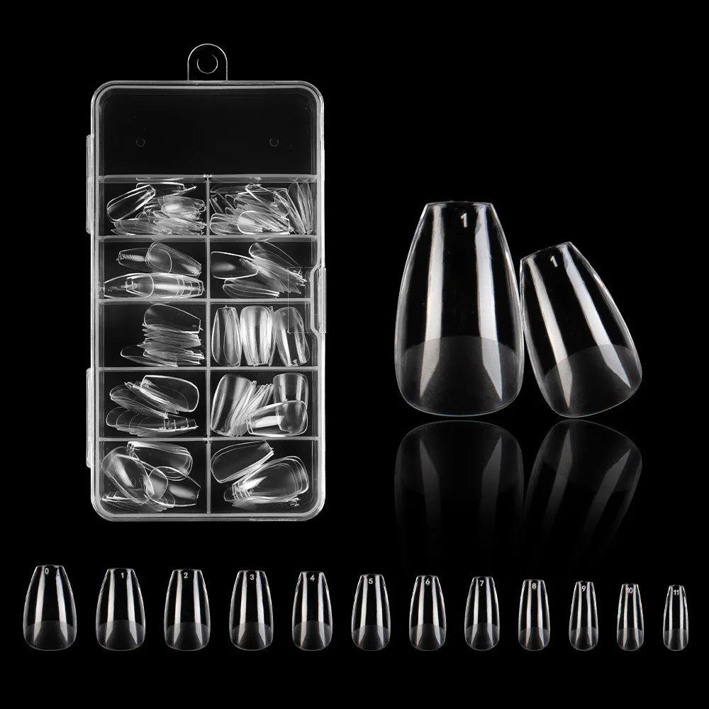 120PCS Acrylic Short False Tips Nail Transparent Frosted Square Oval Almond Ballet Wearable Matte High Toughness Manicure Tip