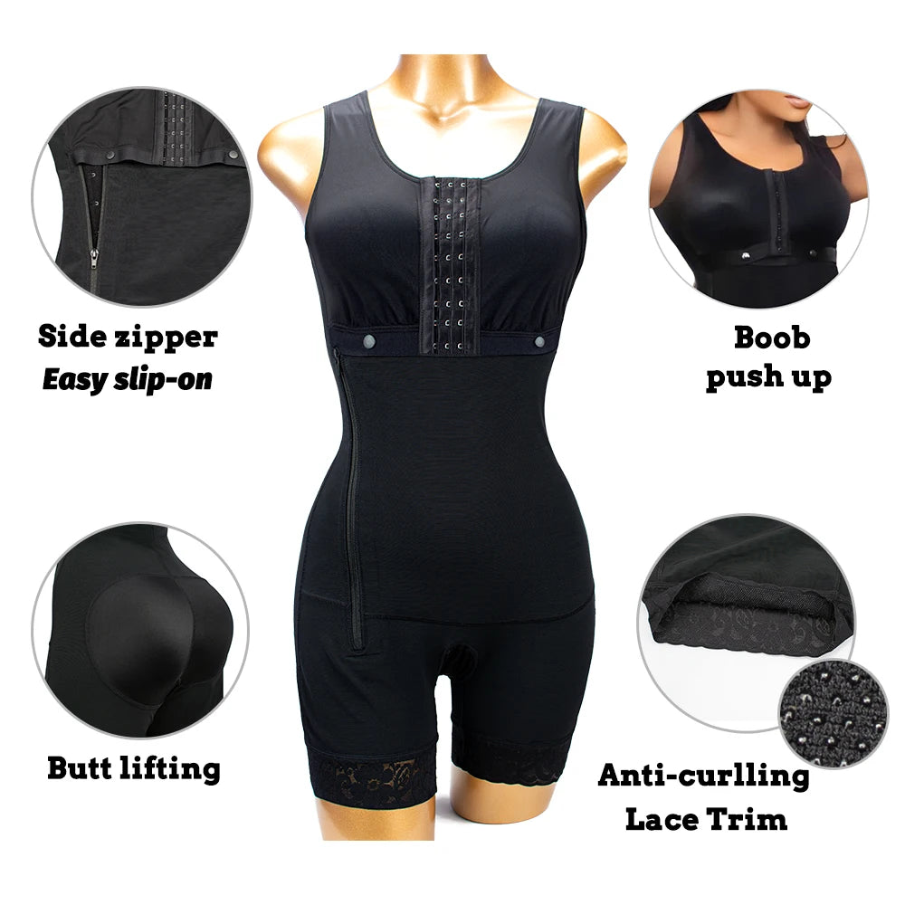 Zipper Open Crotch Fajas Shapewear Flat Stomach Slimming Garment Post Op Liposuction Original Colombian Girdle Corset for Women