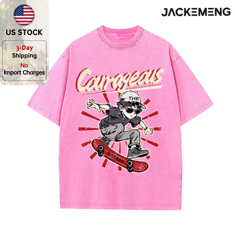 Oversized Vintage Retro Skate Anime Streetwear Print Tshirt USA Stock Wholesale Y2K Casual Tee