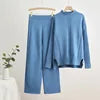 Pullover Thick Knit Sweater Casual Fashion Set Women's Autumn and Winter Loose and Lazy Wide Leg Trouser Set
