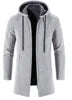 Liu Ming Men's Thick Warm Fleece Cardigan Winter Trending Casual Windbreaker Jackets with Zipper Closure Knitted Sweater Hooded
