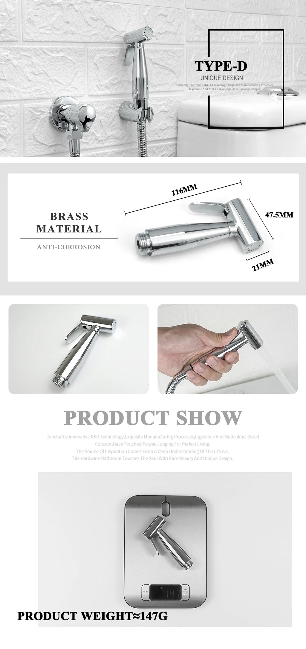 Shower Douche Toilet Bidet Sprayer Kit Chrome Polished Brass Bathroom Wall Mount Single Cold Valve Handheld Bidet Shattaf Set