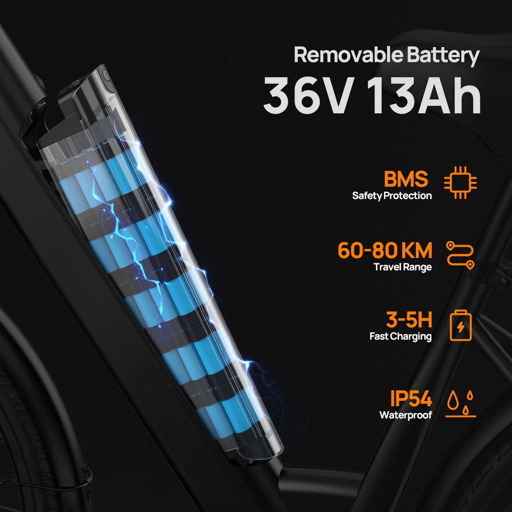 750W 36V13Ah 20MPH 40 Miles Electric Bicycle 26*1.95 Inch UL Certified Electric Bike Shopping  for Daily Grocery