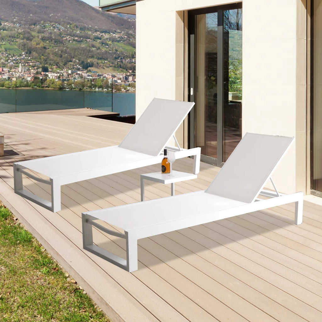 Modern Mesh Fabric Lounger With Aluminum Frame for Beach Garden Patio Hotel Resort Poolside Durable Lounger