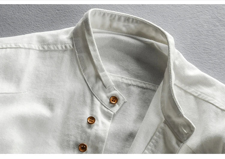 Men Cotton Linen Shirt Formal Retro Chinese Style Long Sleeve Mandarin Collar Casual Shirts Soft Comfort Clothing Plus Size 7XL