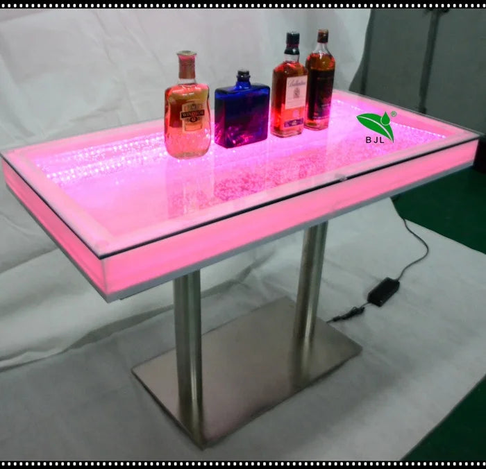 Hot Sale Modern Night Club Furniture Glass Tabletop Led bar Counter Table