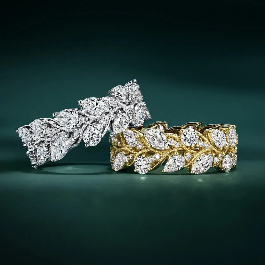 Shimmering Moissanite Engagement Wedding Eternity Band in 925 Silver with Classic Elegant Luxury Look Timeless Sparkling Beauty