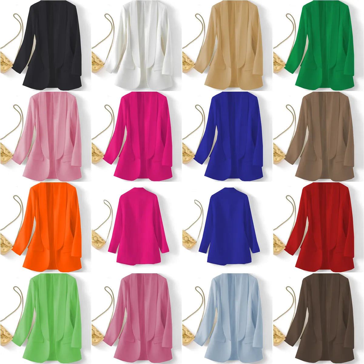 X818 # Best-selling Spring Autumn Women Jackets Elegant Temperament Solid Color V-Neck Long Sleeve Suit Blazers for Women