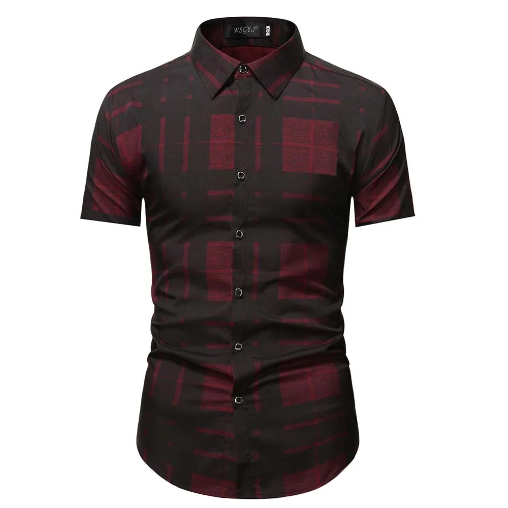 Summer Business Social Chemise Homme Casual Party Short Sleeve Striped Shirt Men Dress Luxury Button Up Fashion Mens Clothes