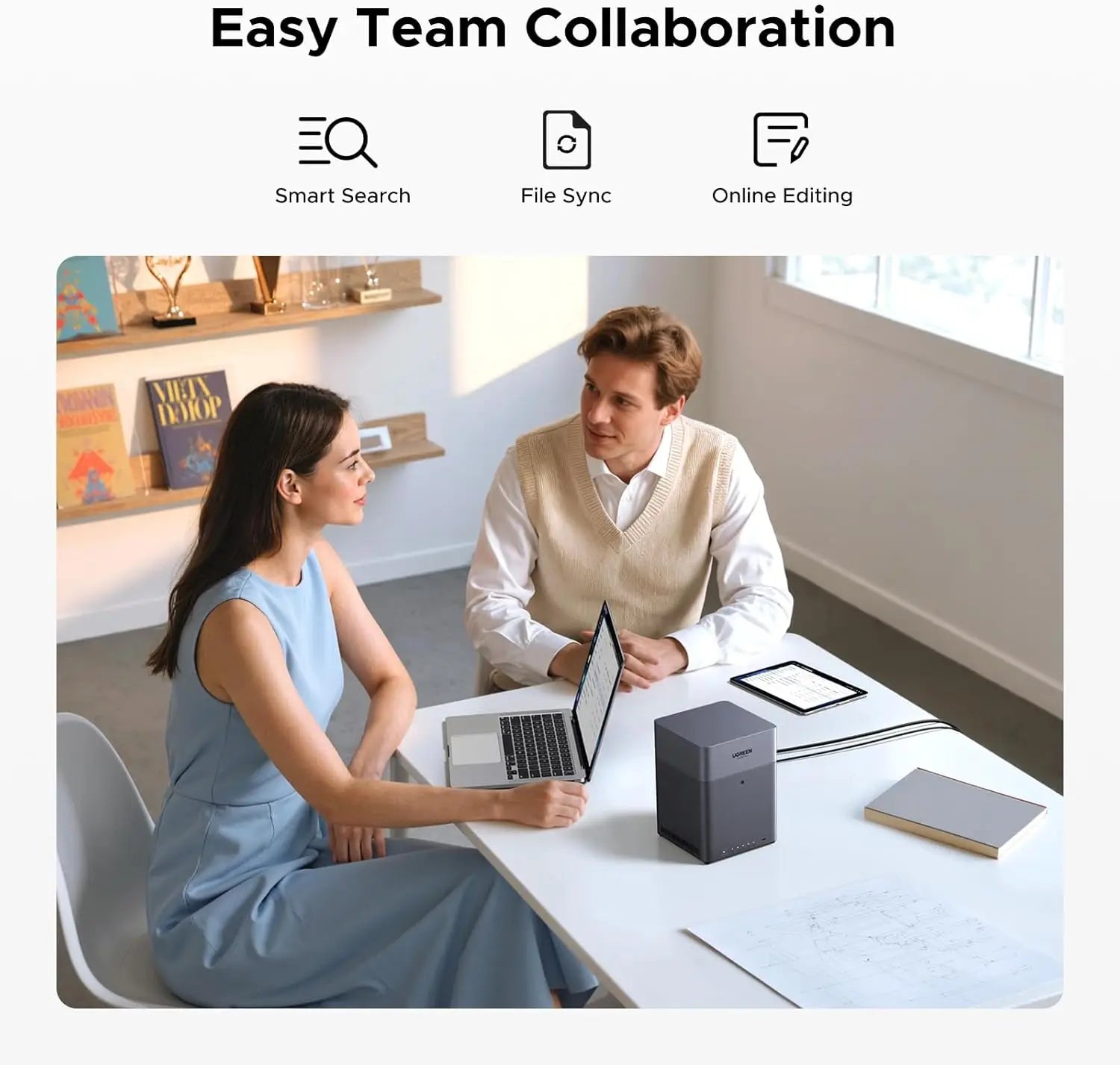 UGREEN NASync DH4300 Plus 4-Bay Desktop NAS Remote Access, AI Photo Album, Beginner Friendly System Network Attached Storage