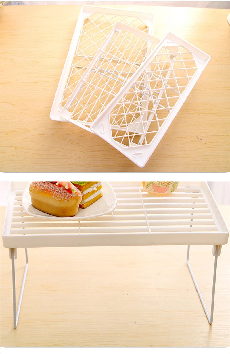 Home Closet Organizer Storage Shelf Kitchen Adjustable Storage Rack Shelves Cabinet Holders Space Saving Makeup Organizer
