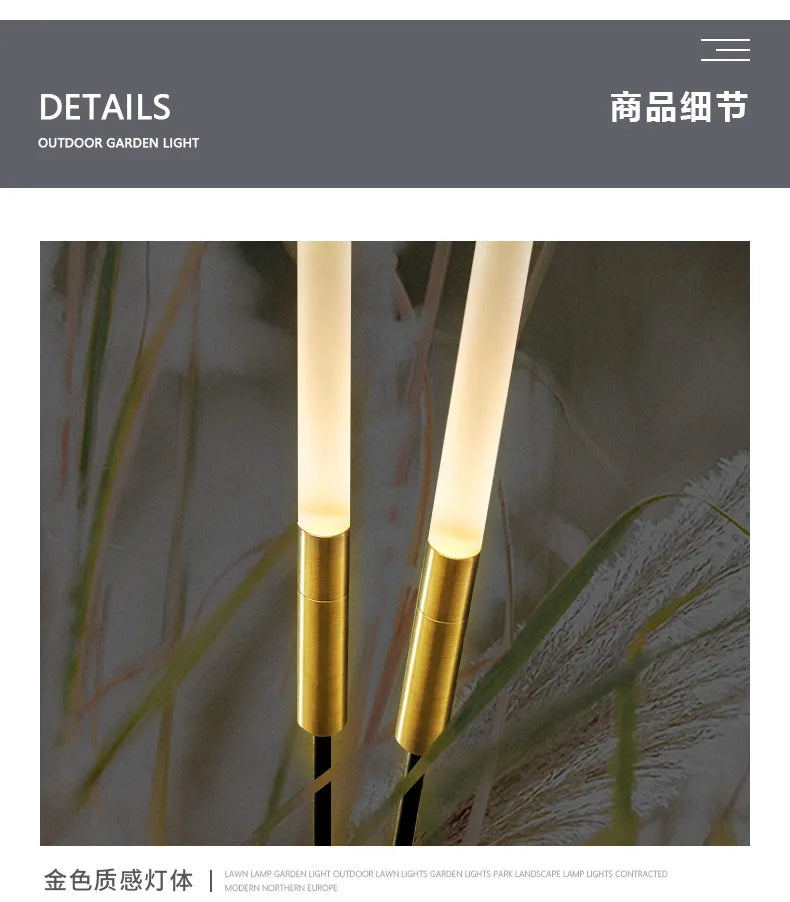 Solar reed lights, outdoor waterproof garden lights, outdoor landscape lights, decorative lights, park lawn lights
