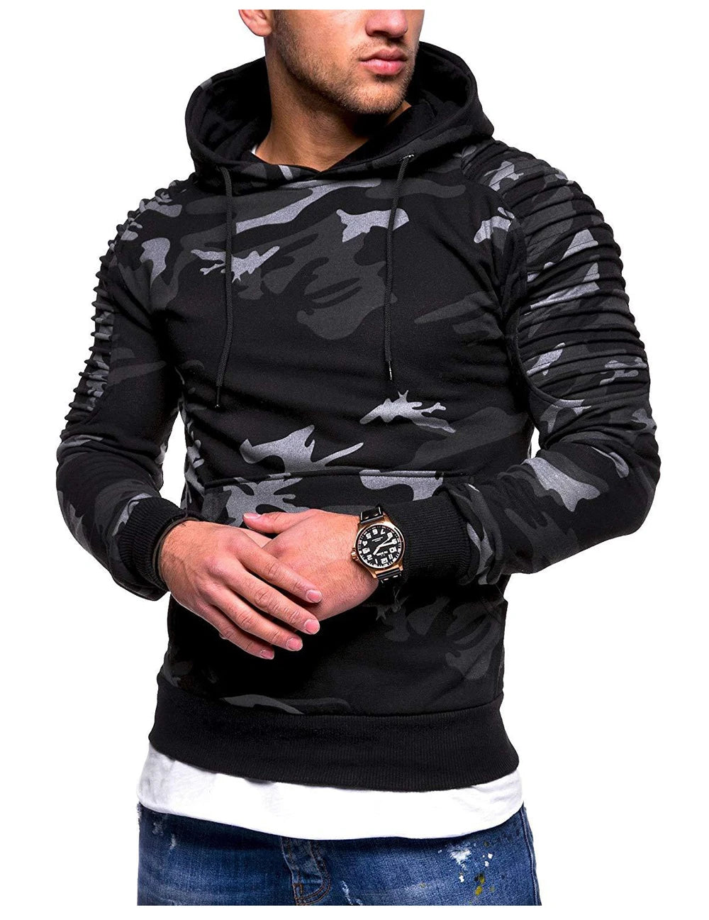 DIMUSI Hooded Mens Casual Camouflage Windbreaker Sweatshirt Coats Mens Streetwear Hip Hop Hoodies Sportswear Tracksuits Clothing