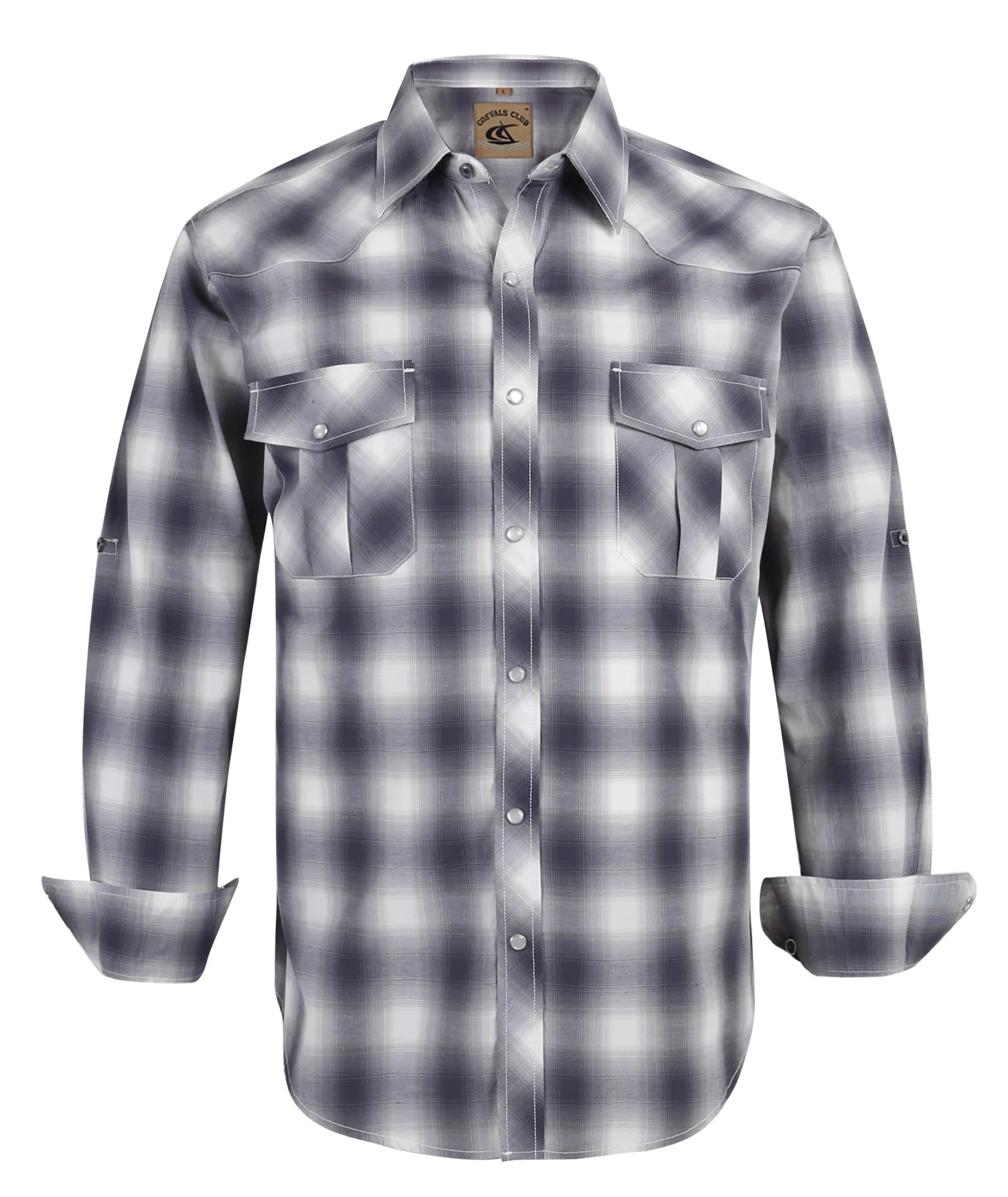 Men's Western Cowboy Long Sleeve Pearl Snap Casual Plaid Work Shirts
