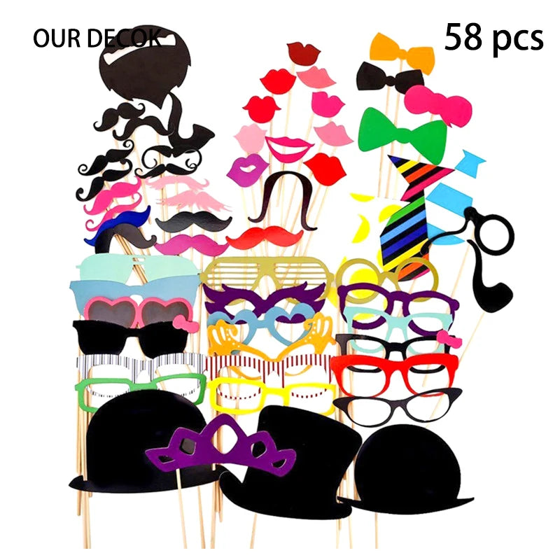 Photo Props Photobooth Just Merried Funny Glasses DIY Birthday Baby Shower Boy Girl Photo Booth Props Wedding Decorations