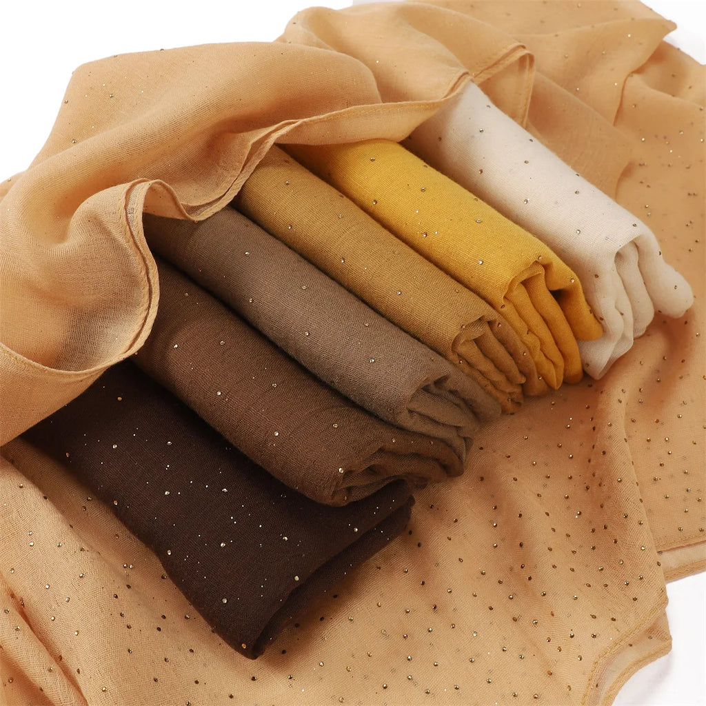 Zifeng OME Travel Photo Art Pure Color Full Star Hot Diamond Cotton Linen Monochrome Cape Scarves & Shawls
