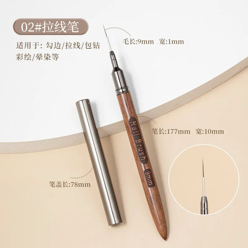 New 5pcs 6/9/12/15/18mm Wood Rod Nail Liner Brush Drawing Lines Stripe Painting Flower Pen Handle Nail Art Tools