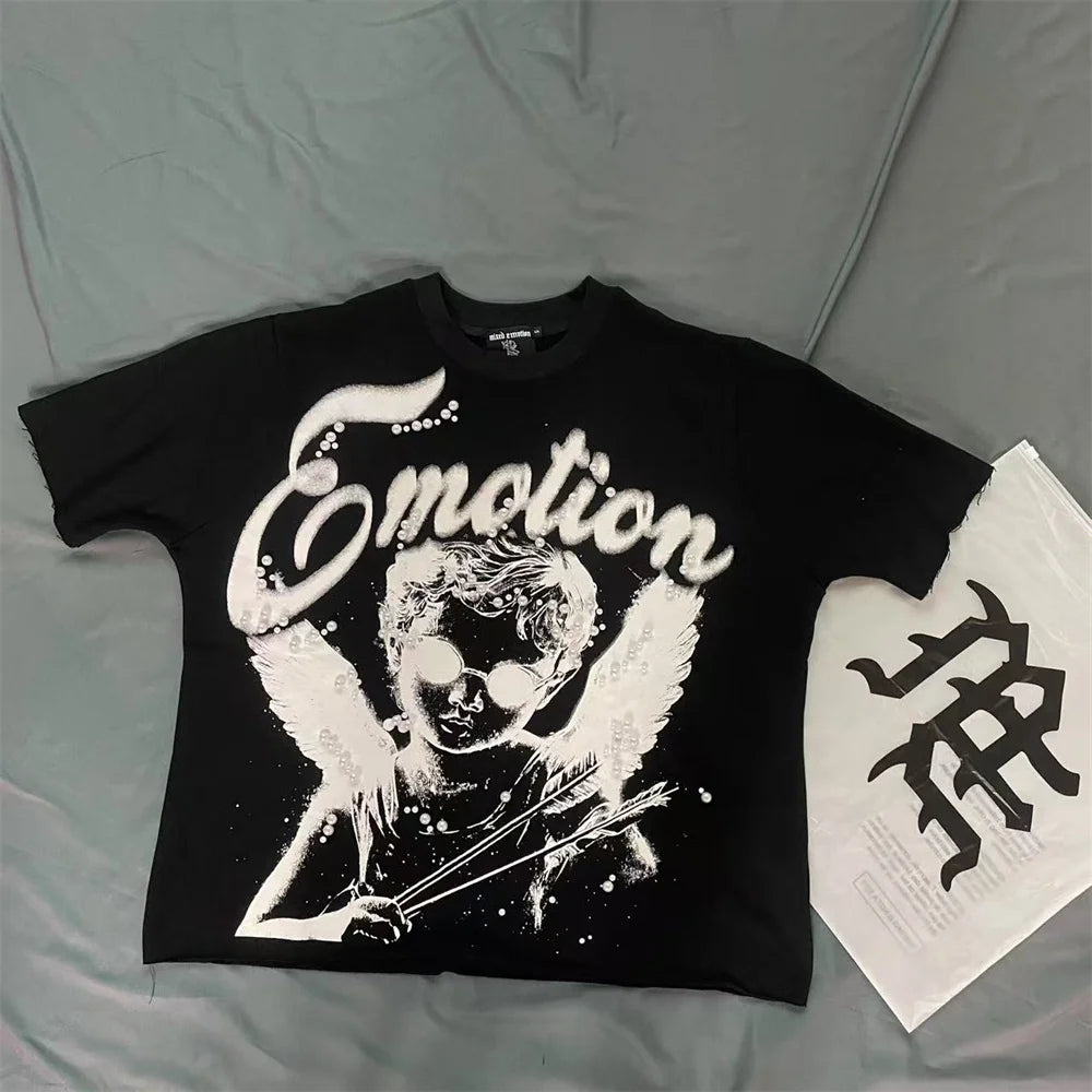 American Fashion Brand MIXED EMOTION Cotton Short Sleeved T-shirt Short Top