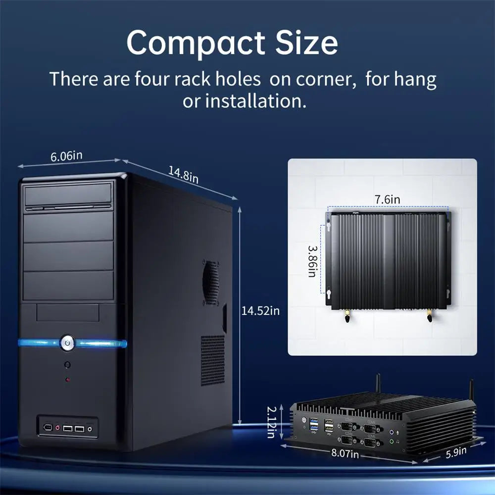 Industrial Control Mini PC Core I7 8550U 8th Gen Embedded Rugged Mini Computer Win10 Win11