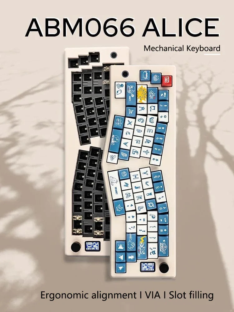 ABM066 Third Mock Examination Alice RGB Plastic Mechanical Keyboard Gasket Structure USB-C Knob VIA Customized Kit Laptop Used