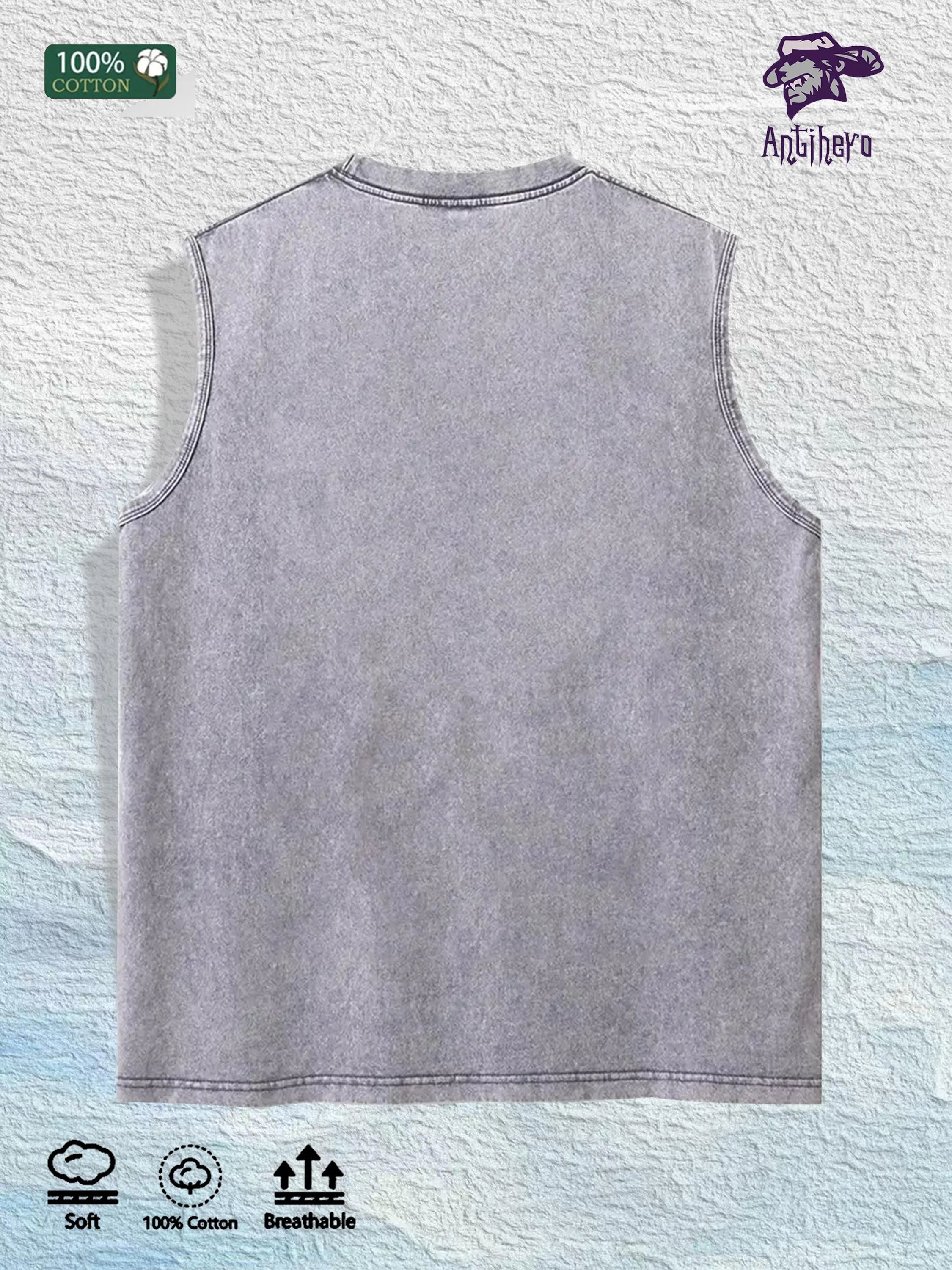 Hustle or Broke Graphic Washed Vest US Warehouse 3 Colors Cotton Tank