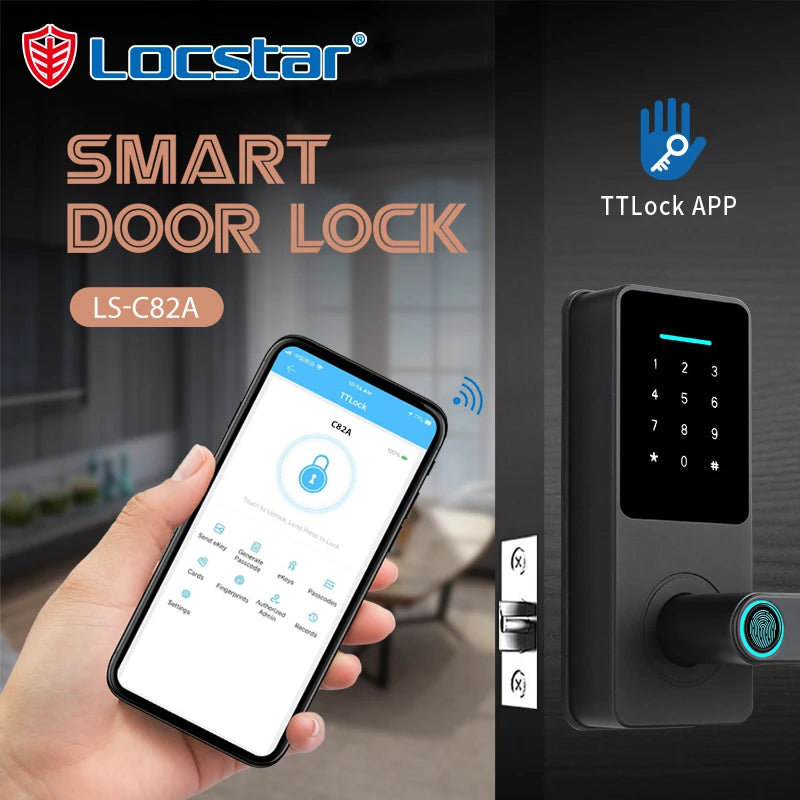 Locstar TTlock Ble Home Smart Wifi Cerradura Serrure Inteligente Digital Card Finger Print Electronic Smart Rfid Door Lock