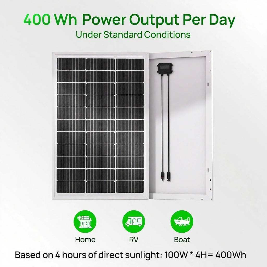 High-efficiency 23% Efficiency 100Watt Bifacial Monocrystalline Solar Panel 12V/24V Battery Designed Off-grid ISO Solar Power