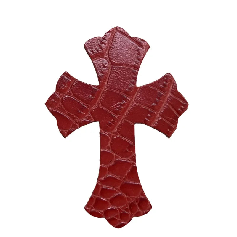 4.5*6.5cm Sheepskin Leather Patch With Cross Shaped Leather Label Genuine Leather DIY With Multiple Colors-106-182