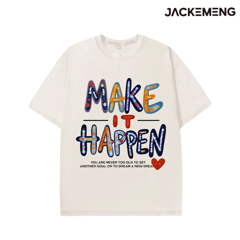 Oversized Washed Retro Motivational Streetwear Print Tshirt USA Stock Wholesale Y2K Casual Tee