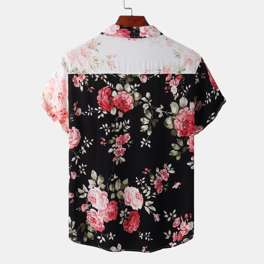 2025 Hot Selling Men Hawaiian Shirt - Summer Short Sleeve Casual Button Down Beach Shirt with Flower Print (OEM/ODM Wholesale)