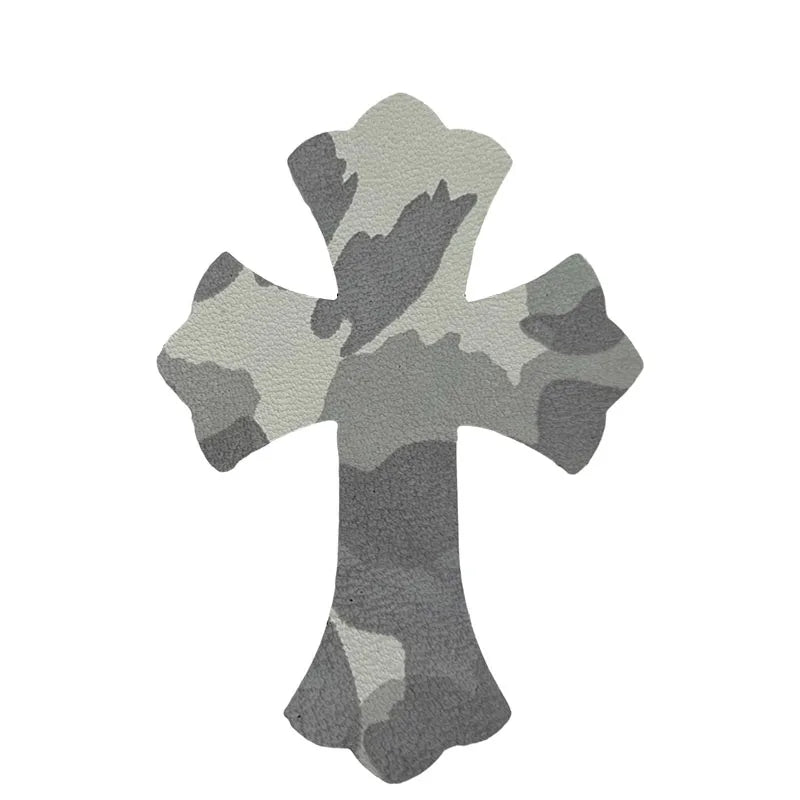4.5*6.5cm Sheepskin Leather Patch With Cross Shaped Leather Label Genuine Leather DIY With Multiple Colors-106-182