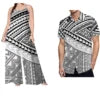 Low Price Custom Plus Size Polynesian Clothing Casual Sets of Couples Samoan Tribal Print Men Shirt Women Loose Rompers 2pc Sets