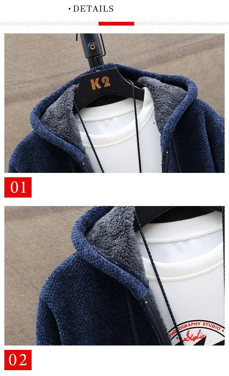 Winter Men Sweater Fleece Cardigan  Jacket Men\'s Slim Sweaters Winter Long Hooded Sweater Thick Warm Coat Mens Clothing 2026