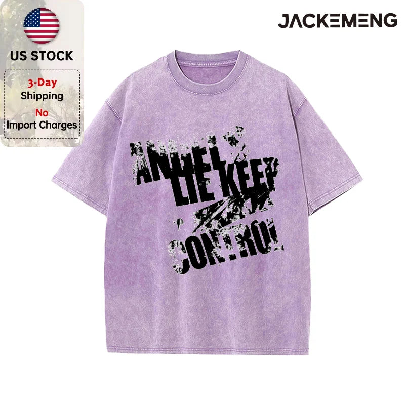 Oversized Washed Retro Gothic Graffiti Streetwear Print T Shirt USA Stock Wholesale Y2K Casual Tee