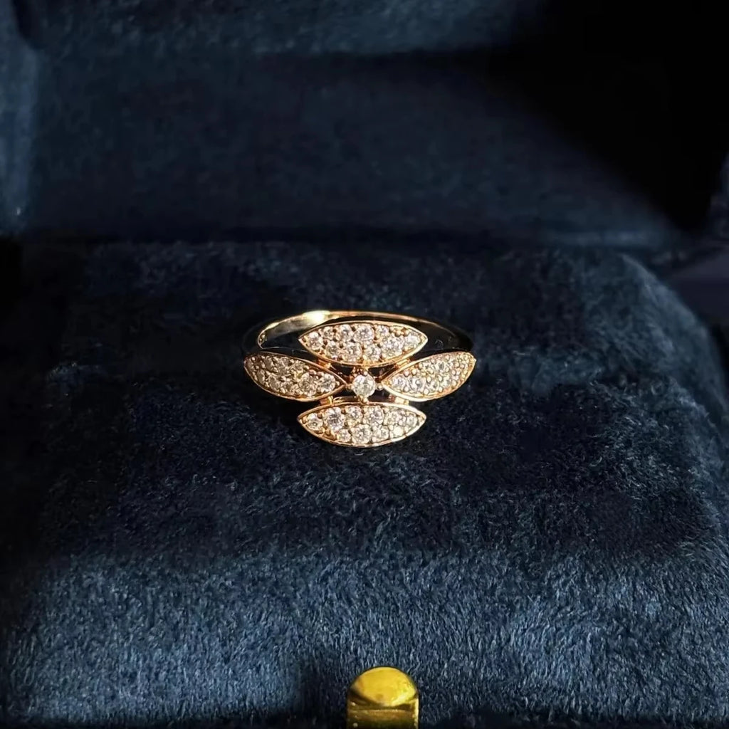 Vintage Inspired Dainty Floral Moissanite Ring Rose Gold Plated 925 Silver Pave Diamond Rings