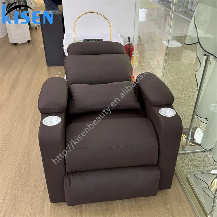 KISEN Beauty Salon Furniture Water Circulation Hair Salon Portable Basin Adjustable Electric Salon Full Body Massage Shampoo Bed